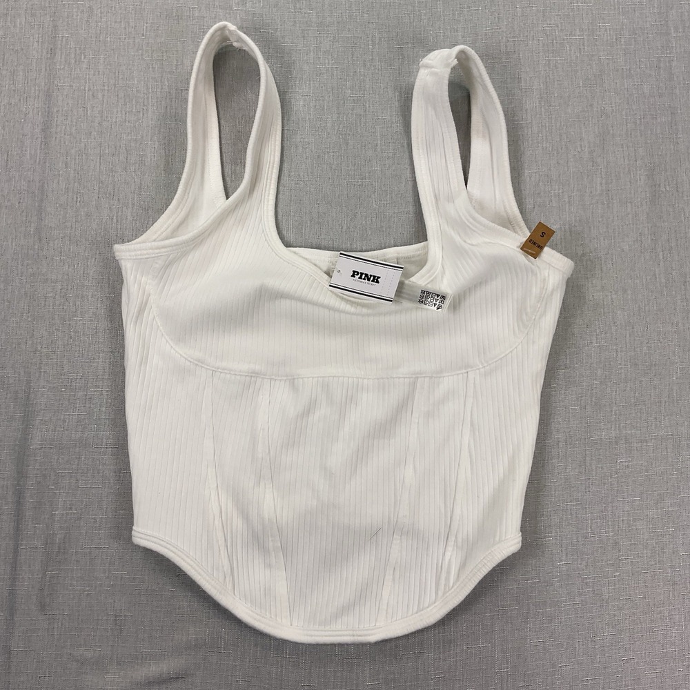 Pink Victoria Secret White Tank Top NWT Size S/P